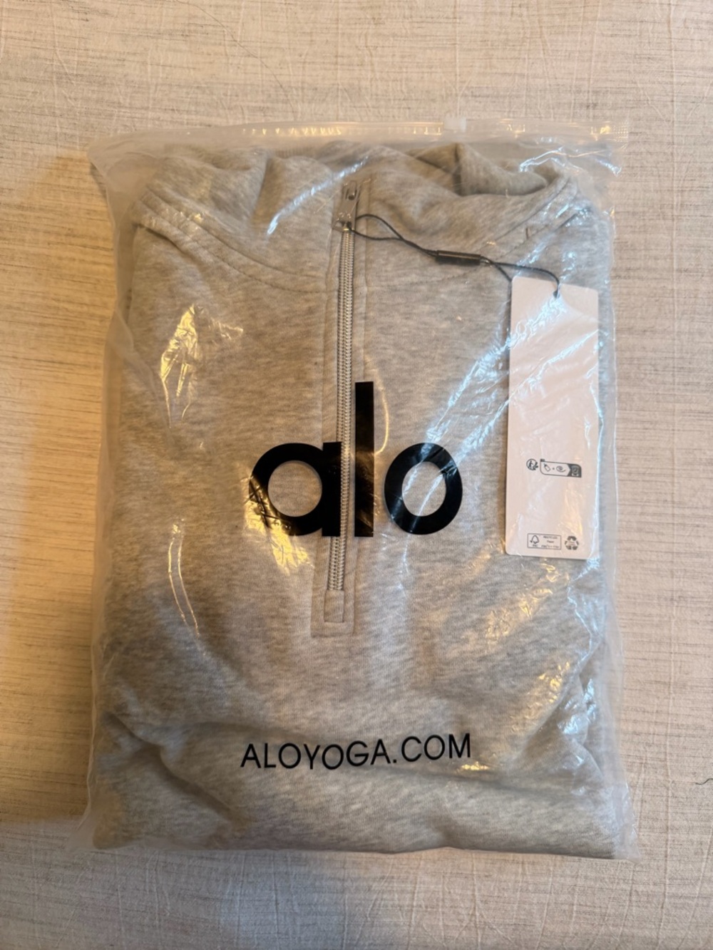 Alo Yoga Gray Logo Half-Zip Sweatshirt